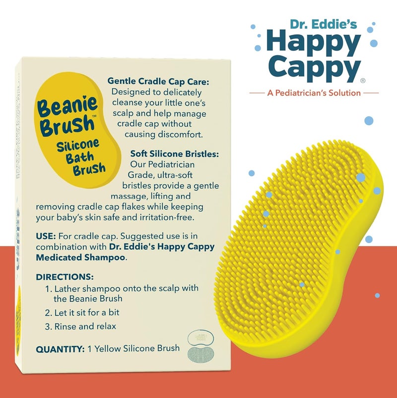 Happy Cappy فرشاة بياني - فرشاة لعلاج قشرة الرأس للأطفال، للعناية بالبشرة الجافة، مقشر لطيف لفروة رأس الطفل أثناء الاستحمام، يساعد في التخلص من القشرة والرقائق، سيليكون آمن للطعام، خالي من BPA - Image 5